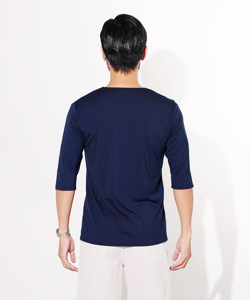 【オープニング大セール】 tシャツ roshell ストレッチ メンズ Vネック無地五分袖Tシャツ トップス