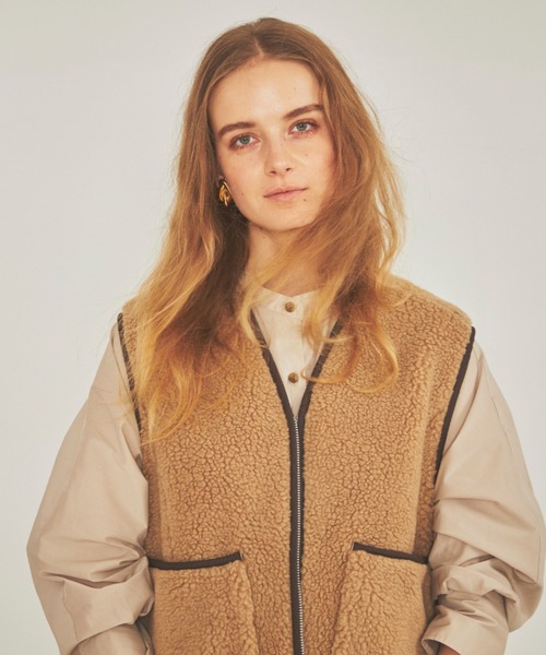 Rouge vif（ルージュ ヴィフ） ベスト ジレ ボアリバーシブルジレ