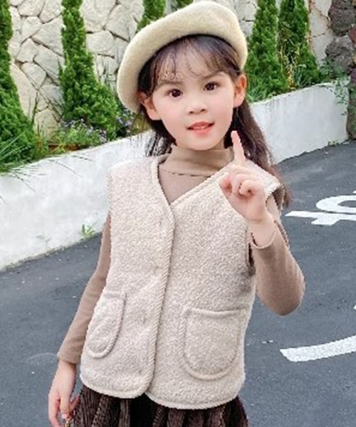 DAY CLOSET ベスト キッズ シャギーフリーズのパイピングボアベスト