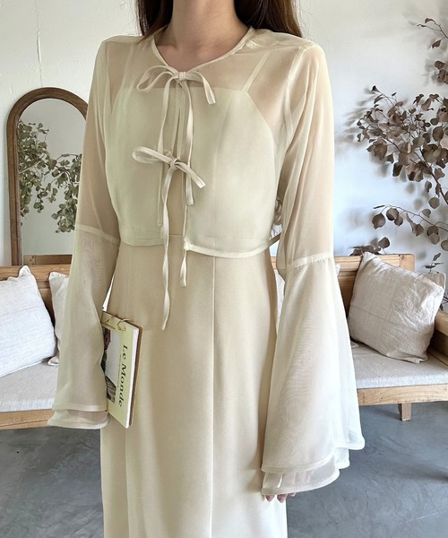 LAUIR（ラウアー） ワンピース フレアスリーブシアーボレロ＋スリット