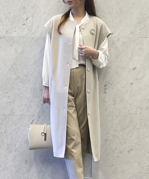 ベスト ジレ 圧縮ジャージー　ロングジレ レディース