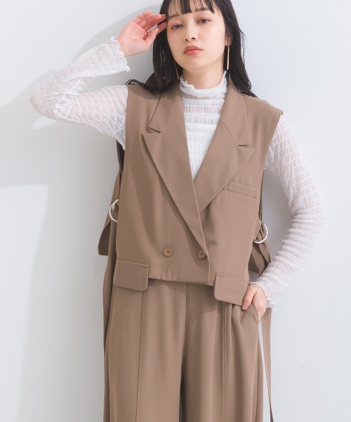 terrace ベスト ジレ エステルスムース ショートトレンチベスト