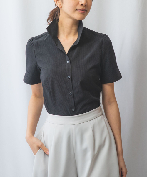 ナラカミーチェ（NARACAMICIE）/【NARACAMICIE】サッカー半袖ブラウス NARACAMICIE（ナラカミーチェ） ブラウス シャツ 「NARACAMICIE