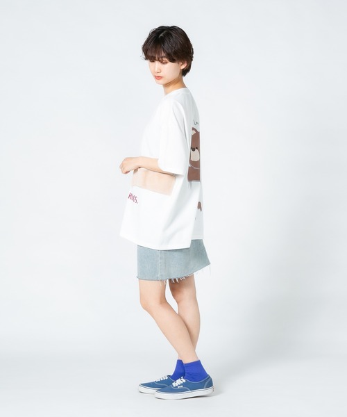 tシャツ 「Hi Hey Hoooo/ハイヘイホー」クマ サメ バックハグTシャツ　アニマルシリーズ レディース セール】【Hi Hey Hoooo/ハイヘイホー】クマ サメ バックハグT