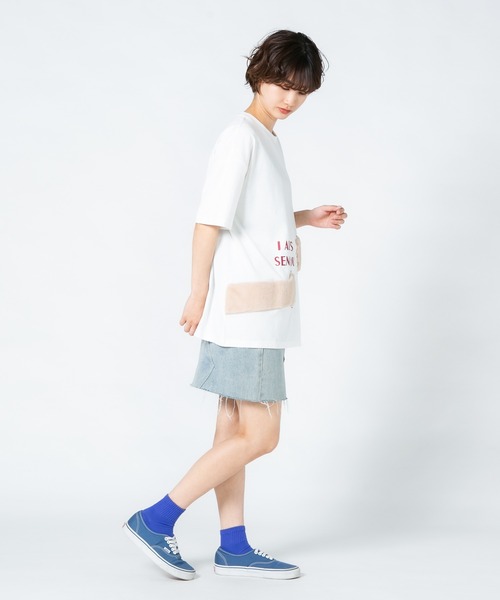 tシャツ 「Hi Hey Hoooo/ハイヘイホー」袖ボア クマ パンダ ロンT アニマルシリーズ レディース Hi Hey Hoooo/ハイヘイホー】袖ボア クマ パンダ ロンT アニマル