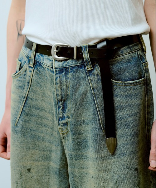 ファッションベル　カウベル Camphor wood ベルト western cow recycle leather belt / ウエスタン