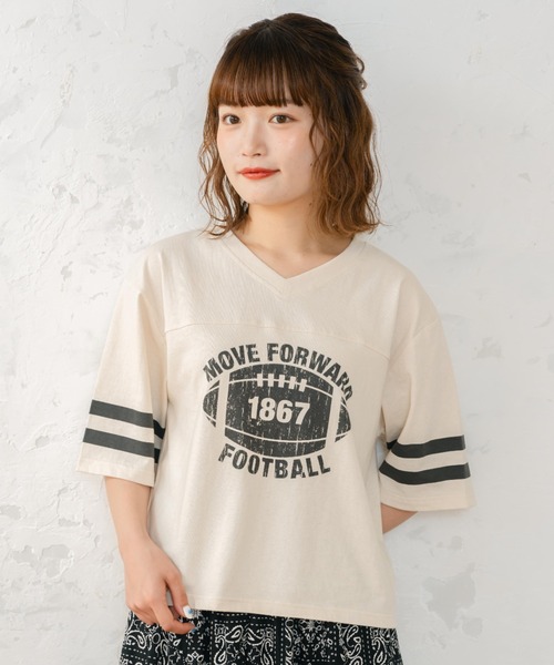 tシャツ 「eLur」フットボールT レディース