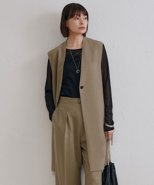 ベスト ジレ 「洗える」ウール2WAYストレッチ ジレ レディース