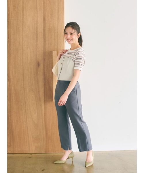 ニット セーター ラメモールアイレットボーダーニット 「低身長・小柄女性」 レディース ラメモールアイレットボーダーニット | 小柄・低身長女性向け