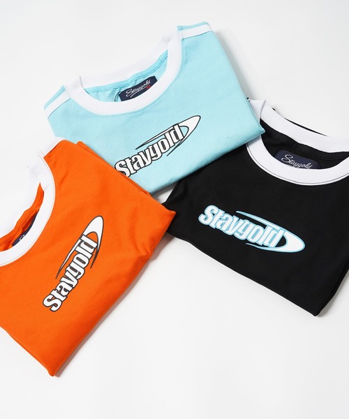STAY GOLD（ステイゴールド） tシャツ 半袖 「STAYGOLD」袖ライン ロゴ