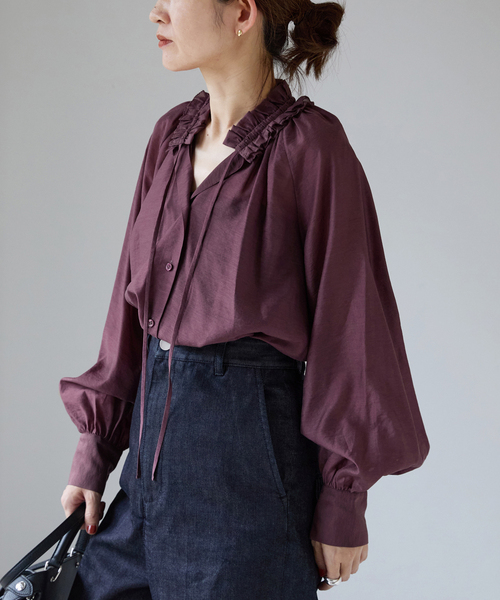 VERMEIL par iena シャツ ブラウス シルクミックス ギャザー