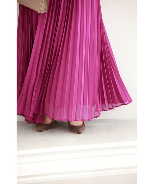 cawaii ワンピース デコレーションフリルの切り替えプリーツロング