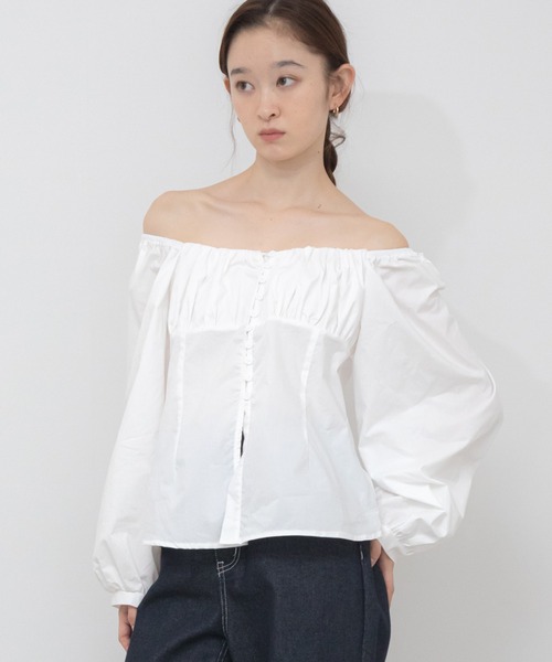 PINUE マットオフショルブラウス【タグ付き】 HEILIS（ヘイリス） ブラウス シャツ 2WAYスクエアネックオフショル