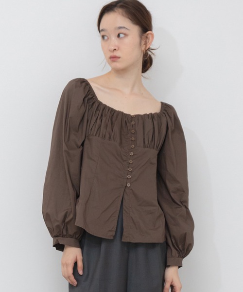 HEILIS（ヘイリス） ブラウス シャツ 2WAYスクエアネックオフショル