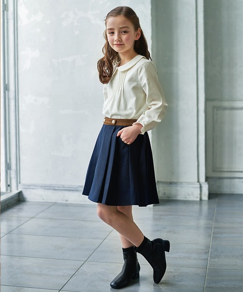 PGG ネイビー スカート DRESCCO（ドレスコ） スカート ネイビーバイカラープリーツスカート