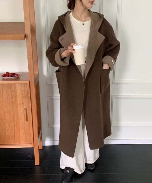 Cotton house ayaブラウン ウールコート Mサイズ jk25-2311-315_1.jpg