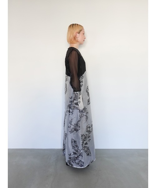sahara ワンピース Bi-Color Sheer Jacquard Dress/バイカラー