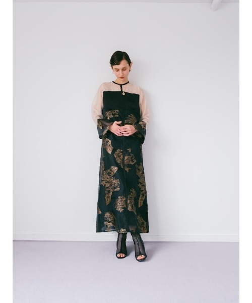 スーツ・フォーマル・ドレス sahara Sheer Jacquard Docking Dress Sheer Jacquard Docking Dress｜シアージャガードドレス – MARTE