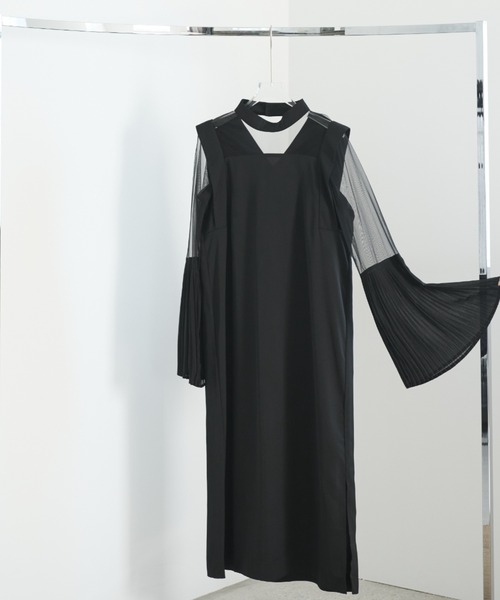 完売品　AIC. シアー切り替えプリーツスリーブワンピース AIC. ワンピース シアー切り替えプリーツスリーブワンピース