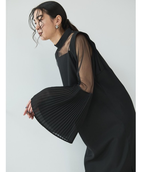 【美品】Leja シアープリーツスリーブIラインワンピースドレス・クリーニング済 楽天市場】シアープリーツスリーブIラインワンピースドレス