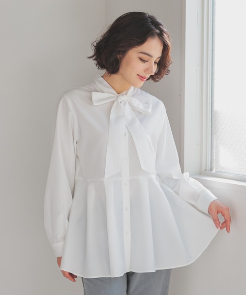 ヘイヴ　クロワッサンカラーブラウス　white GLACIER lusso（グラシアルッソ） ブラウス シャツ 「抗菌防臭