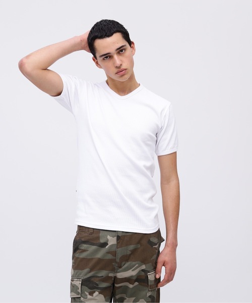 注目■AVIREX■リブ 半袖 ブイネック Tシャツ デイリーウェア AVIREX tシャツ 「DAILY/デイリー」RIB SHORT SLEEVE V-NECK T