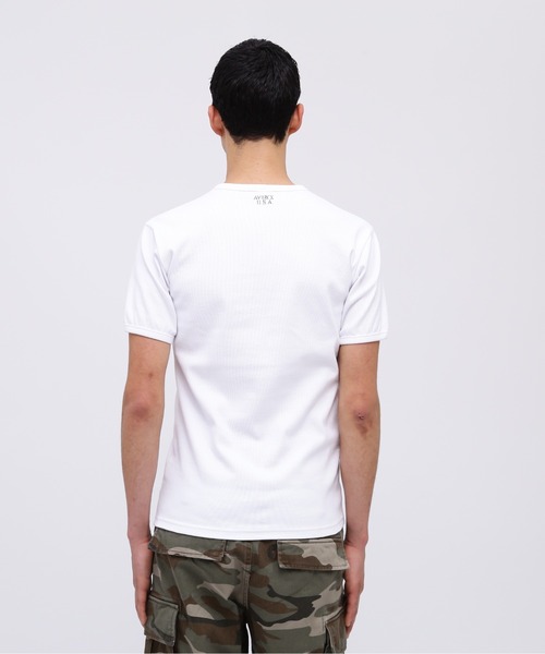 注目■AVIREX■リブ 半袖 ブイネック Tシャツ デイリーウェア DAILY/デイリー》RIB S/S V-NECK T-SHIRT/リブ 半袖 ブイネック