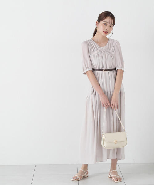 Reformation/Felipe ベルト付き リネン ワンピース PROPORTION BODY DRESSING ワンピース ベルト付きギャザー