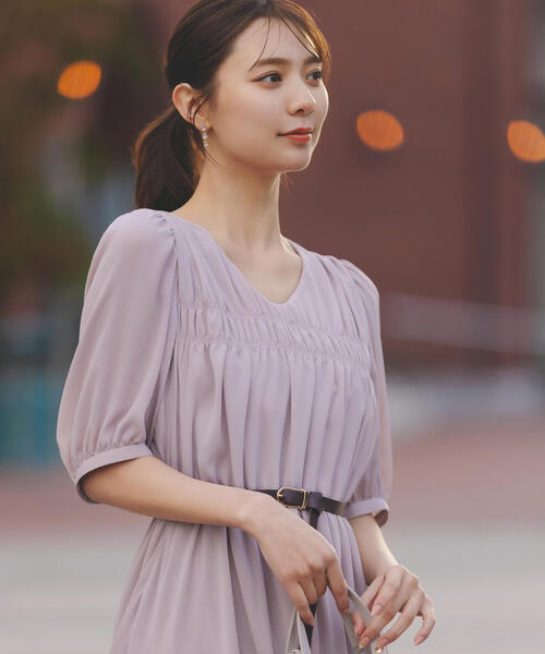 Reformation/Felipe ベルト付き リネン ワンピース PROPORTION BODY DRESSING ワンピース ベルト付きギャザー