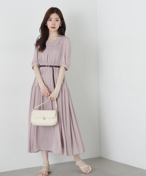 Reformation/Felipe ベルト付き リネン ワンピース PROPORTION BODY DRESSING ワンピース ベルト付きギャザー