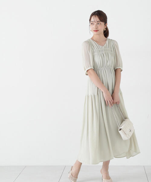 PROPORTION BODY DRESSING ワンピース ベルト付きギャザー