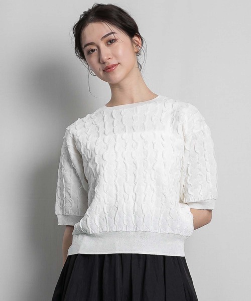 tシャツ ダイヤジャガードニットプルオーバー レディース