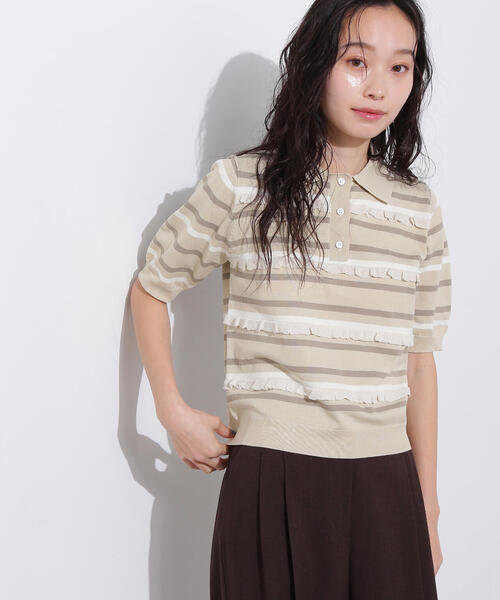 N.Natural Beauty Basic ポロシャツ ポロ ミックスボーダーポロ