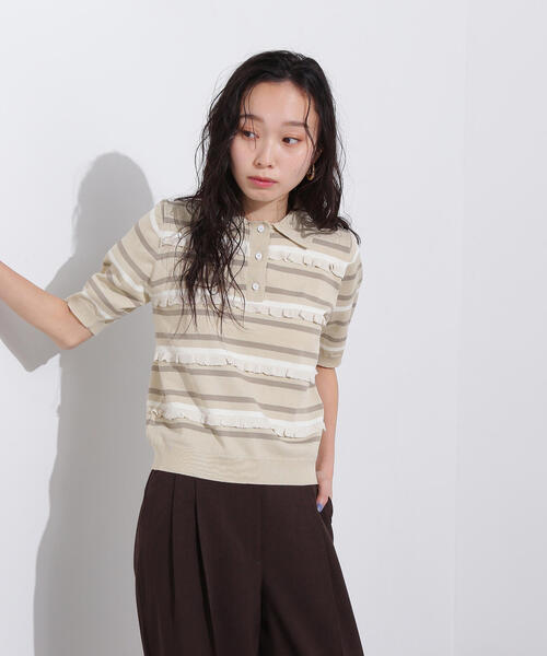 N.Natural Beauty Basic ポロシャツ ポロ ミックスボーダーポロ