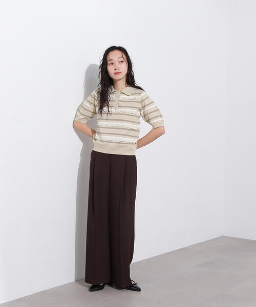 ポロシャツ ポロ ボーダーポロニット レディース N.Natural Beauty Basic ポロシャツ ポロ ミックスボーダーポロ