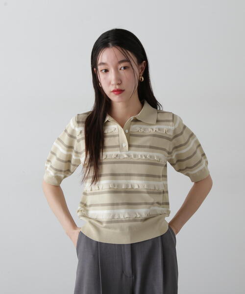N.Natural Beauty Basic ポロシャツ ポロ ミックスボーダーポロ