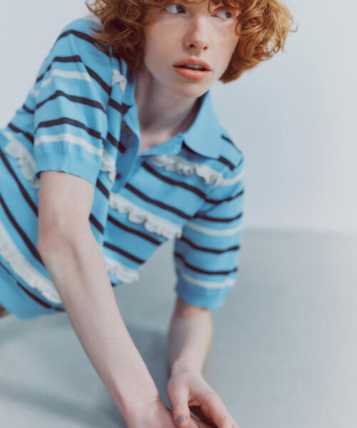 ポロシャツ ポロ ミックスボーダーポロニット レディース N.Natural Beauty Basic ポロシャツ ポロ ミックスボーダーポロ