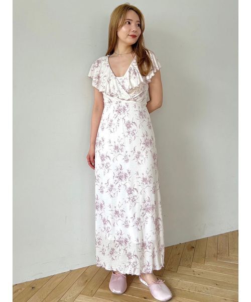 SNIDEL HOME カットカシュクール ワンピース ルームウェア　パジャマ SNIDEL HOME ルームウェア 部屋着 モダールテレコカシュクール