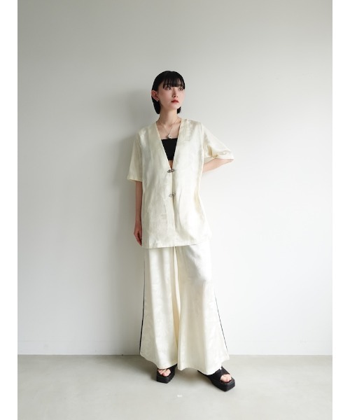sahara コート アウター Satin Jacquard Collarless Jacket