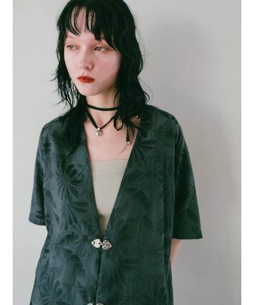 sahara コート アウター Satin Jacquard Collarless Jacket