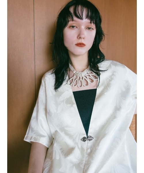 sahara コート アウター Satin Jacquard Collarless Jacket