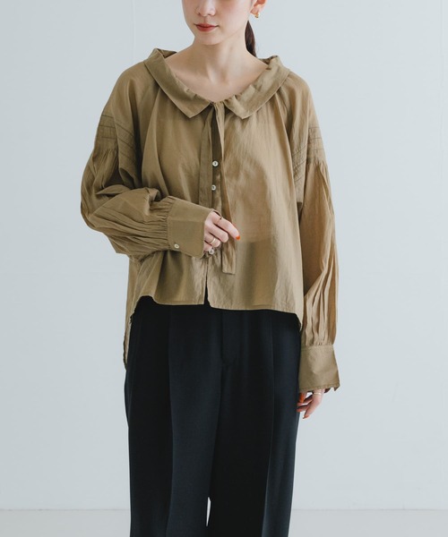 URBAN RESEARCH ブラウス シャツ コットンボイルフリルカラー