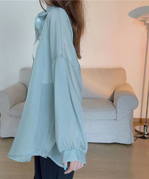 deux amour ブラウス シャツ シアー長袖ロングシャツ レディース