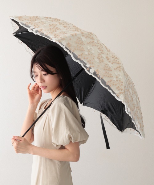 Lace Ladies（レースレディース） 折りたたみ傘 晴雨兼用 小花柄 刺繍