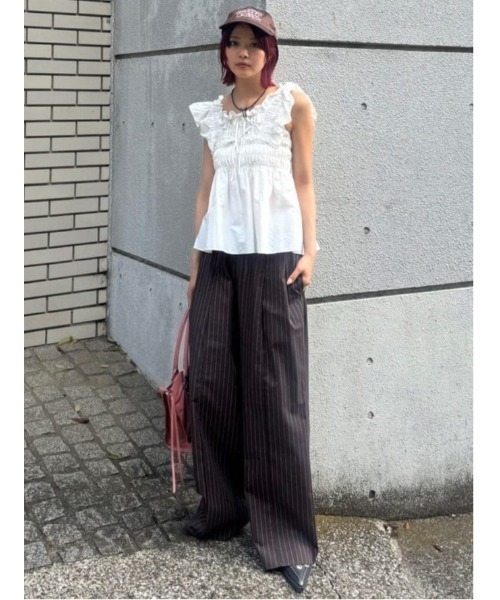SLY（スライ） ブラウス シャツ RIBBON ARM FRILL TOPS リボン アーム