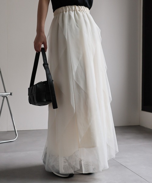 ap retro スカート チュールヘムフリルスカート「動画あり
