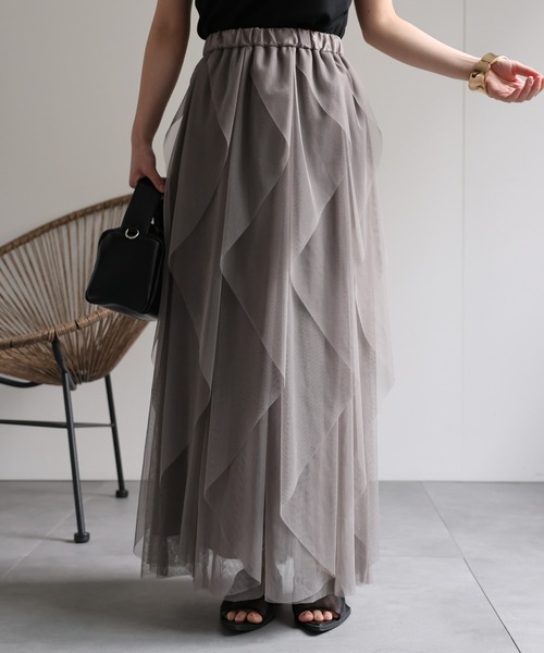 ap retro スカート チュールヘムフリルスカート「動画あり