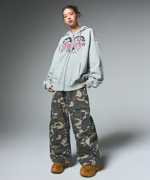 X-girl カーゴパンツ WASHED 2WAY WIDE LEG CARGO PANTS