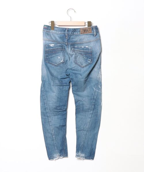 【ディーゼル】デヴォレ加工 デニム ダメージ 綿混 ブルー DIESEL 「DIESEL」 ダメージ加工デニムパンツ 24 ブルー