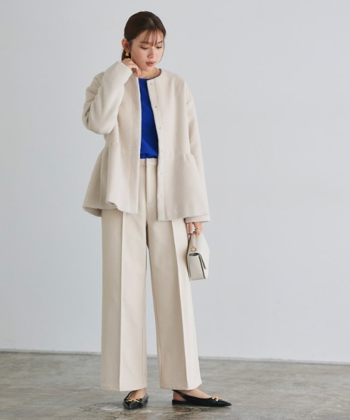 「Pierrot」 ノーカラーコート L ベージュ レディース_画像8